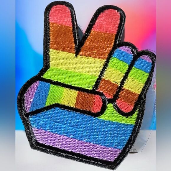 PEACE LGBTQ GAY & LESBIAN Pride Iron-On PATCH BADGE 2.5" x 3.5" Inc SET OF TWO - Picture 11 of 13